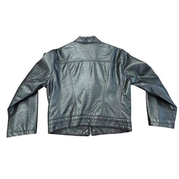 Route 66 Faux Leather Jacket Youth Small Black Zippers Biker Full Zip Lined - Picture 6 of 10